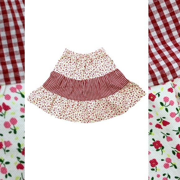 NWT Coco Bonbons Tiered Gingham Floral Skirt 2 2T - Picture 1 of 6